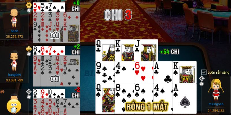 Poker Mậu Binh có số người tham gia chơi từ 2 đến 4 người